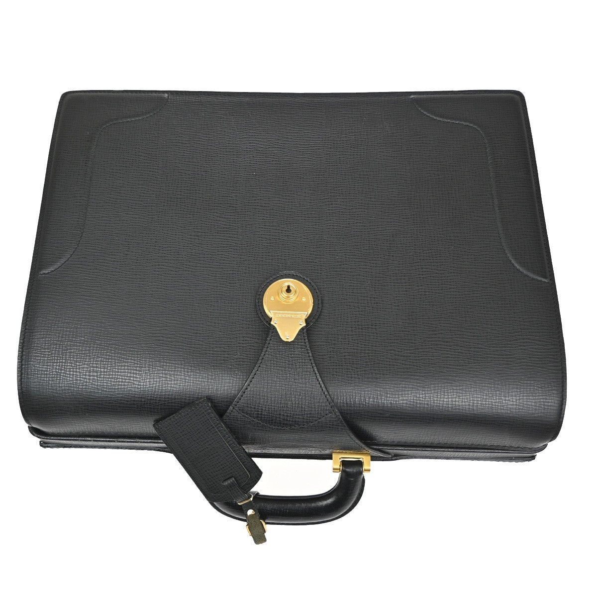 BURBERRY Logo Dulles Hand Bag Leather Black GHW 68TA157