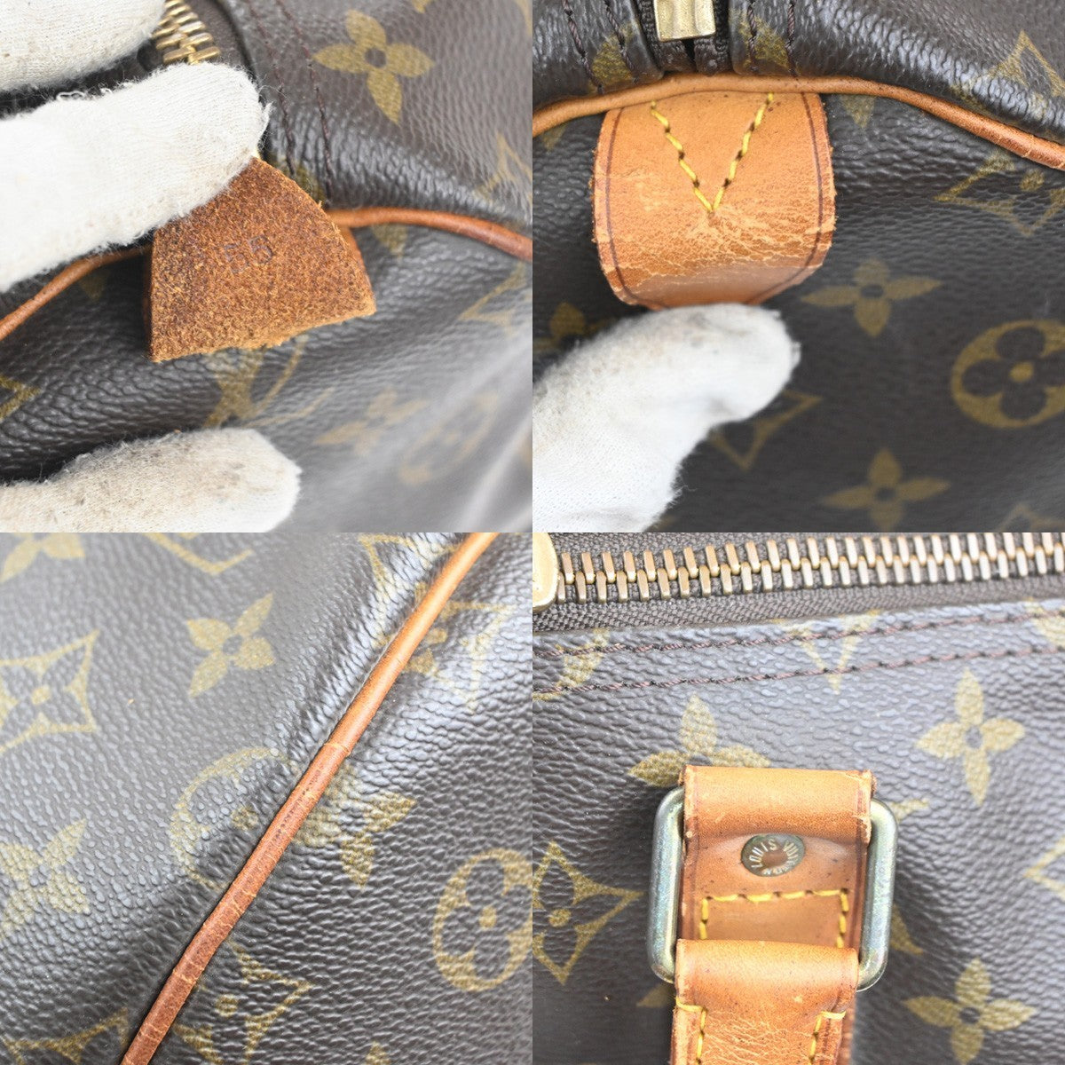 LOUIS VUITTON Keepall 55 Travel Hand Bag Monogram Leather Brown M41424 84MA384