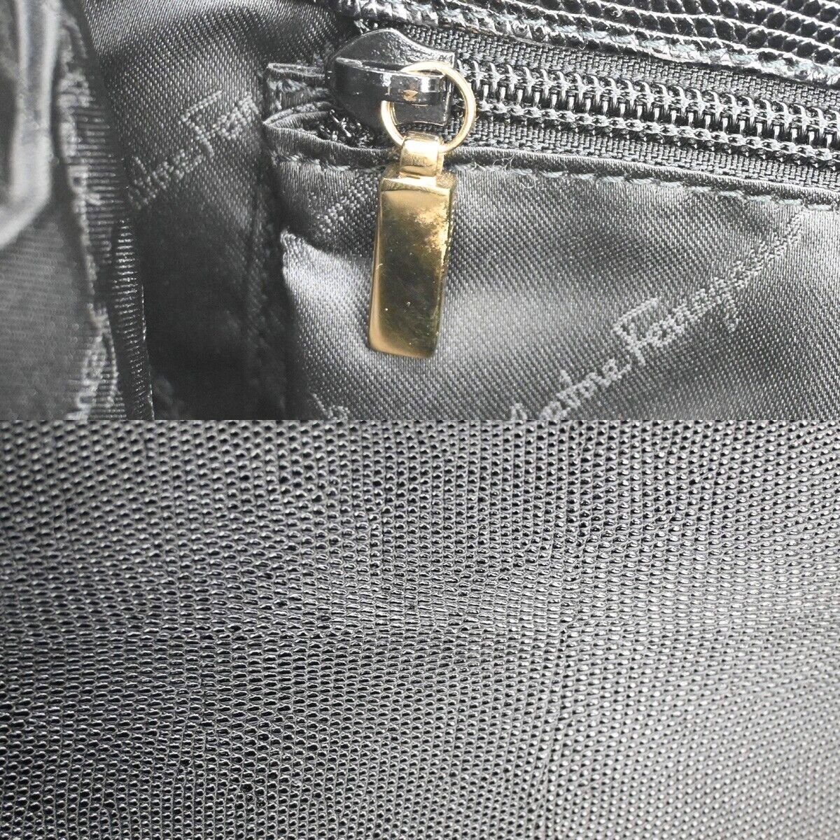 SALVATORE FERRAGAMO Vara Tote Shoulder Bag Canvas Embossing Leather BK 64EA311