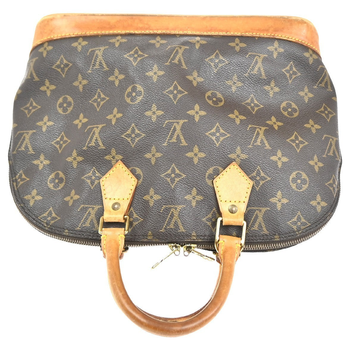 LOUIS VUITTON LV Logo Alma Hand Bag Monogram Leather Brown France M51130 32KC515