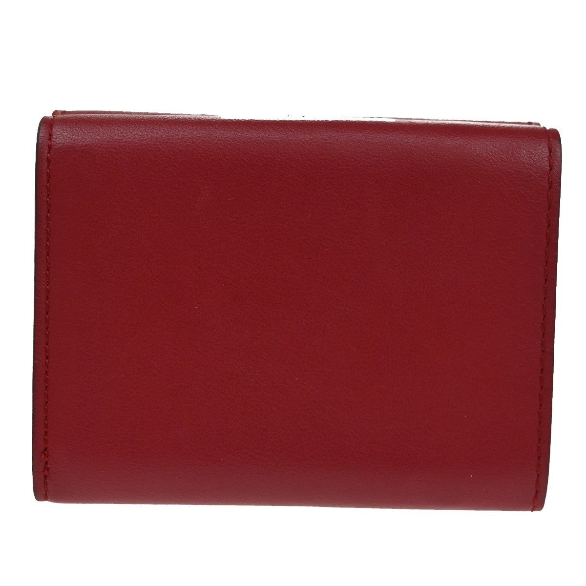 FENDI Logo Peekaboo Compact Trifold Wallet Purse Leather Red GHW Italy 30KB578