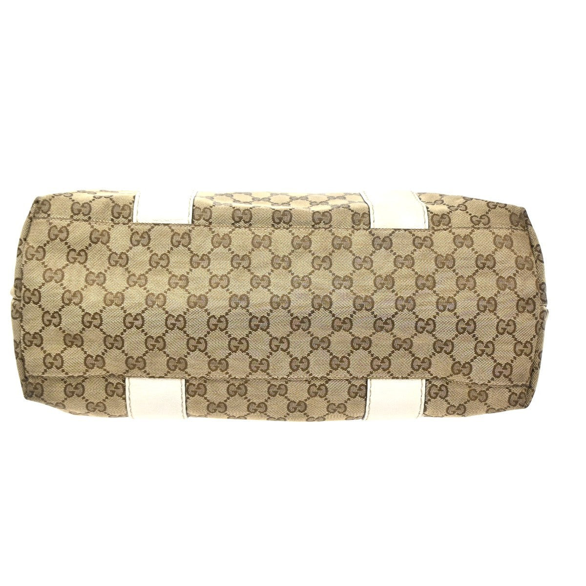 GUCCI Logo GG Pattern Hand Tote Bag Bamboo Canvas Leather Beige Italy 70CA985