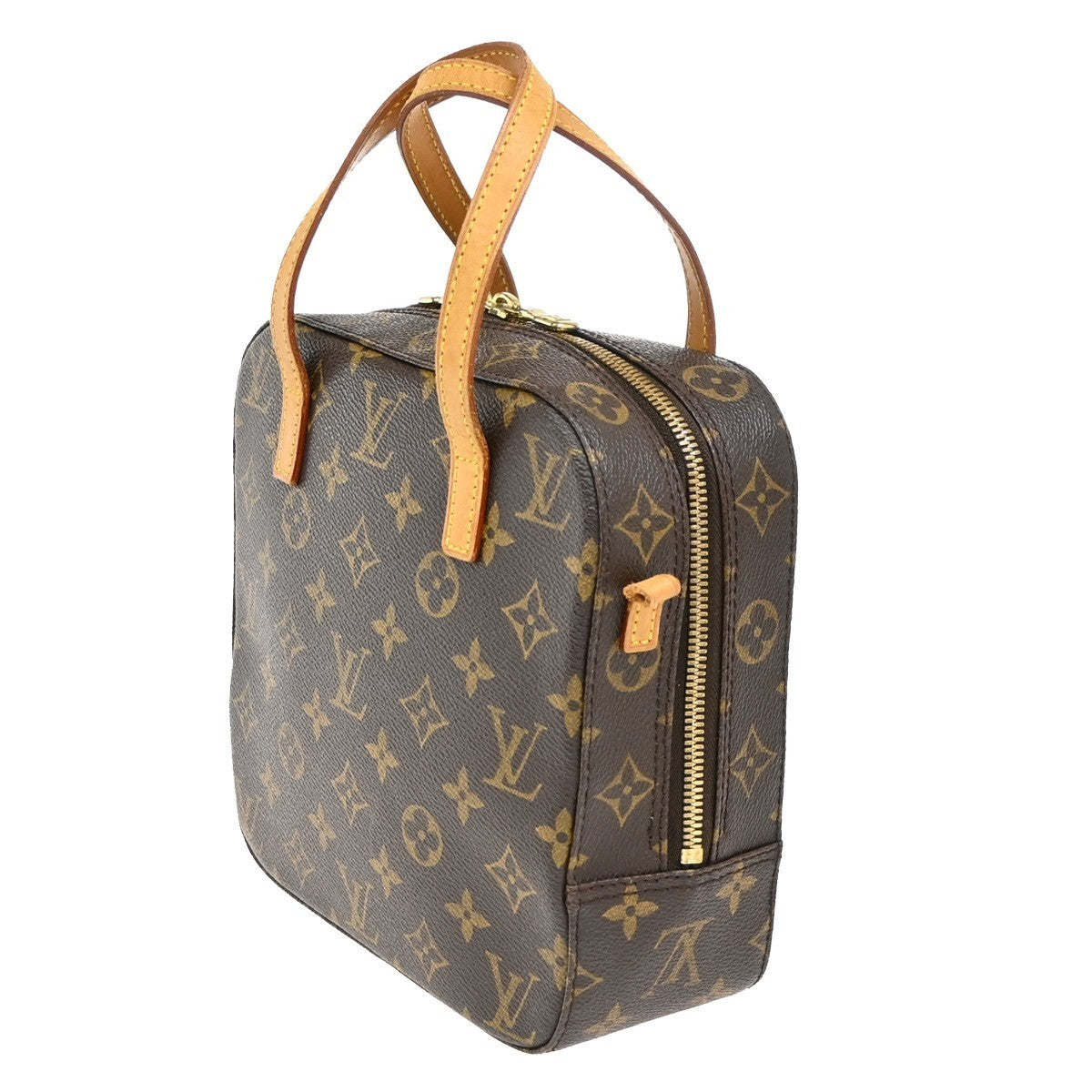 LOUIS VUITTON Logo Spontini Hand Bag Monogram Leather Brown M47500 87KC234