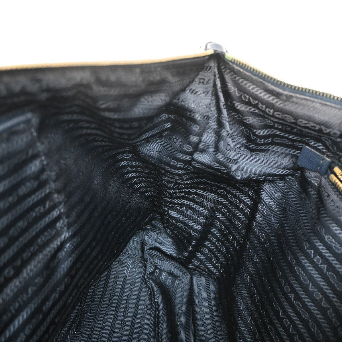 PRADA Logo 2Way Shoulder Hand Bag Nylon Leather Navy Blue GHW 1BG253 79KB502
