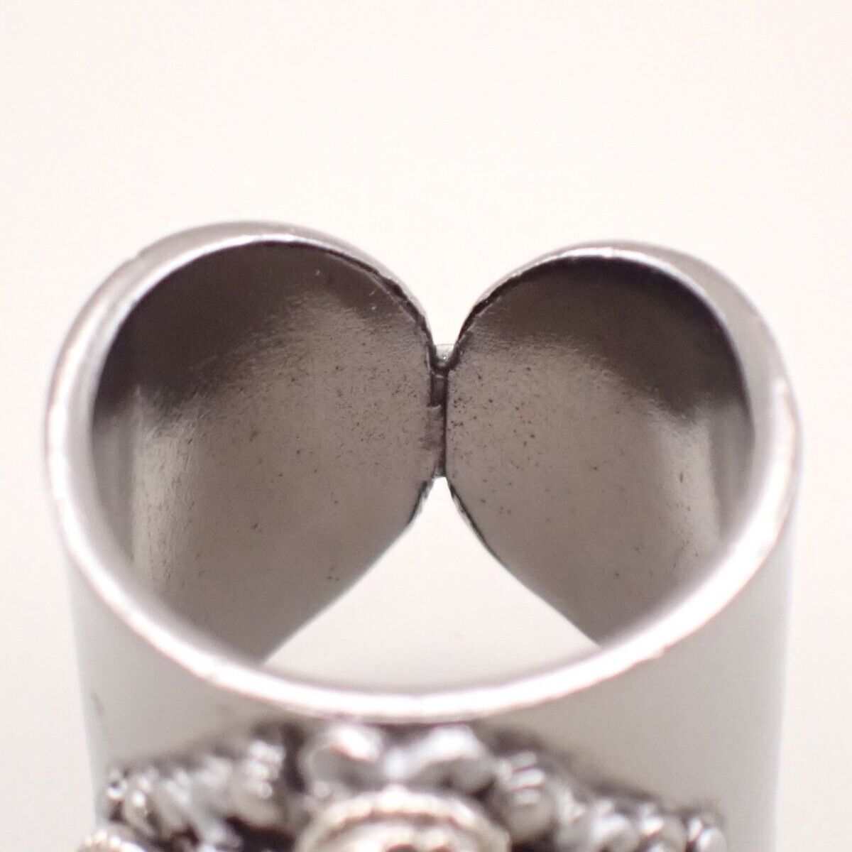 CHANEL CC Logo Rhinestone Ring 06P  Silver Plated France Accessory 34YE511