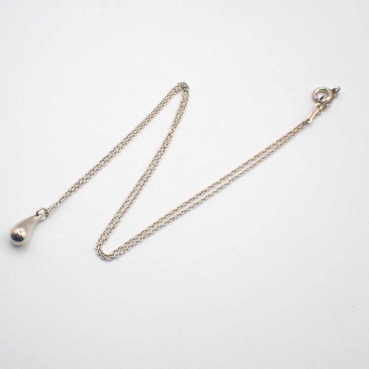 Tiffany & Co. Logo Tear Drop Chain Necklace Pendant Ag 925 Silver 09KC578