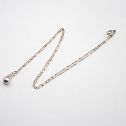 Tiffany & Co. Logo Tear Drop Chain Necklace Pendant Ag 925 Silver 09KC578