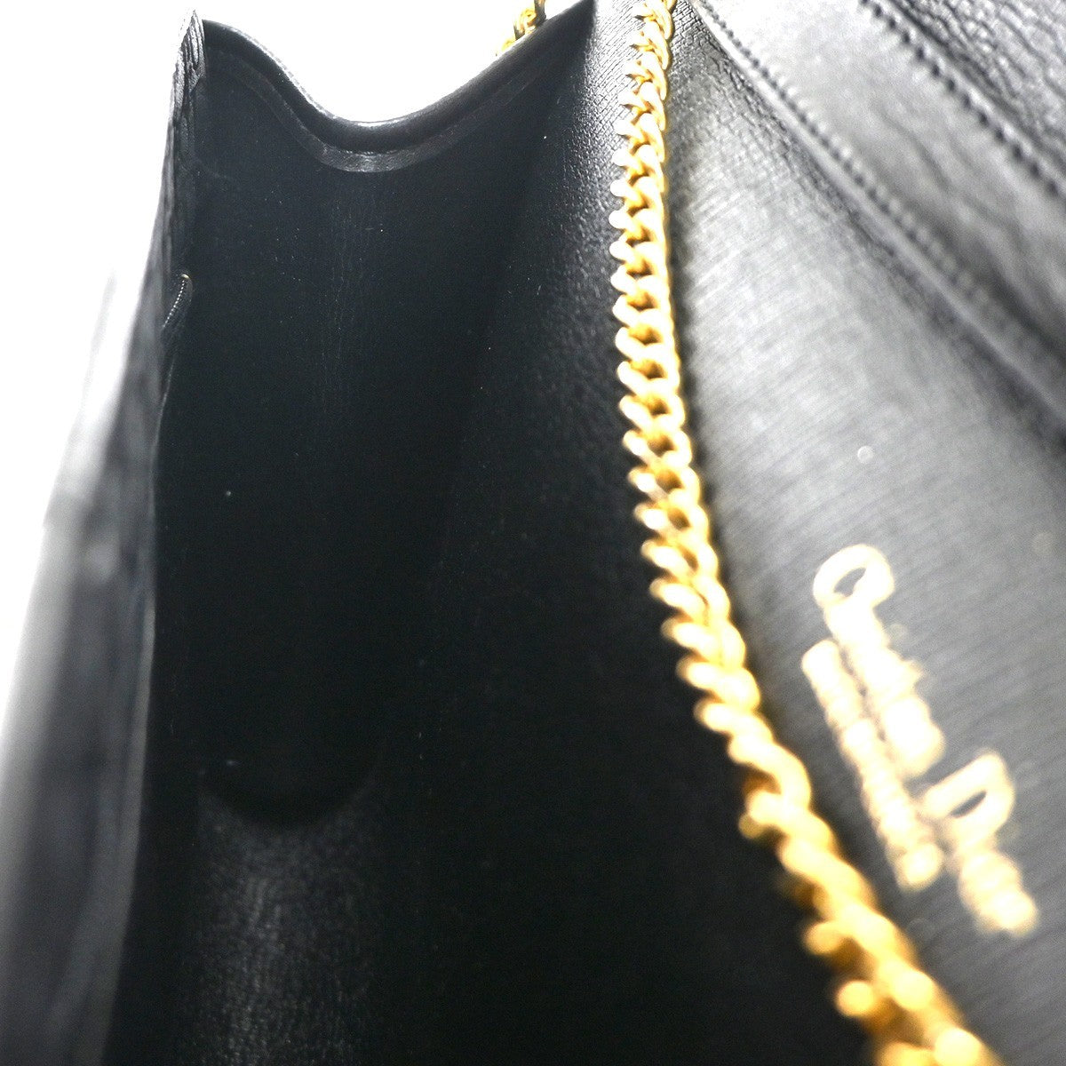 CHRISTIAN DIOR Logo Trotter Chain Shoulder Hand Bag Canvas Leather BK 61KC887