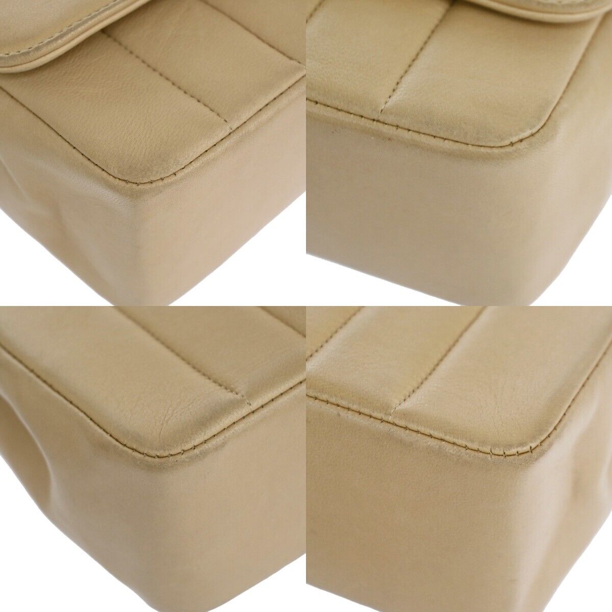 CHANEL CC Mademoiselle Chain Shoulder Bag Leather Beige GHW Vintage 864RJ466