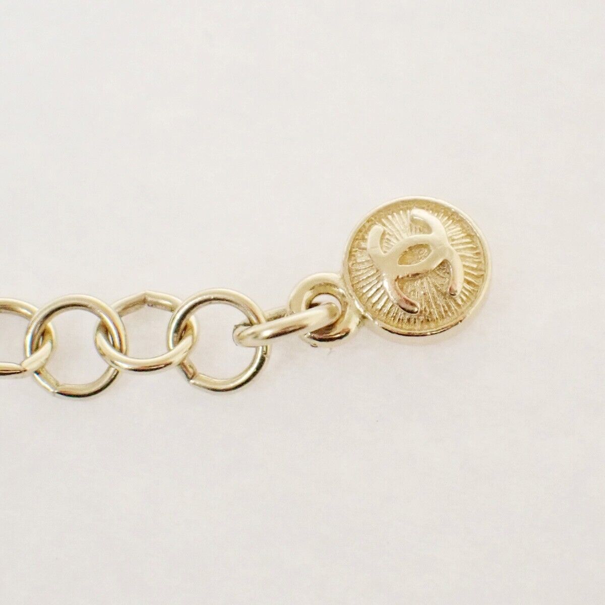 CHANEL CC Rhinestone Imitation Pearl Ribbon Chain Necklace 13C White GHW 20RJ332