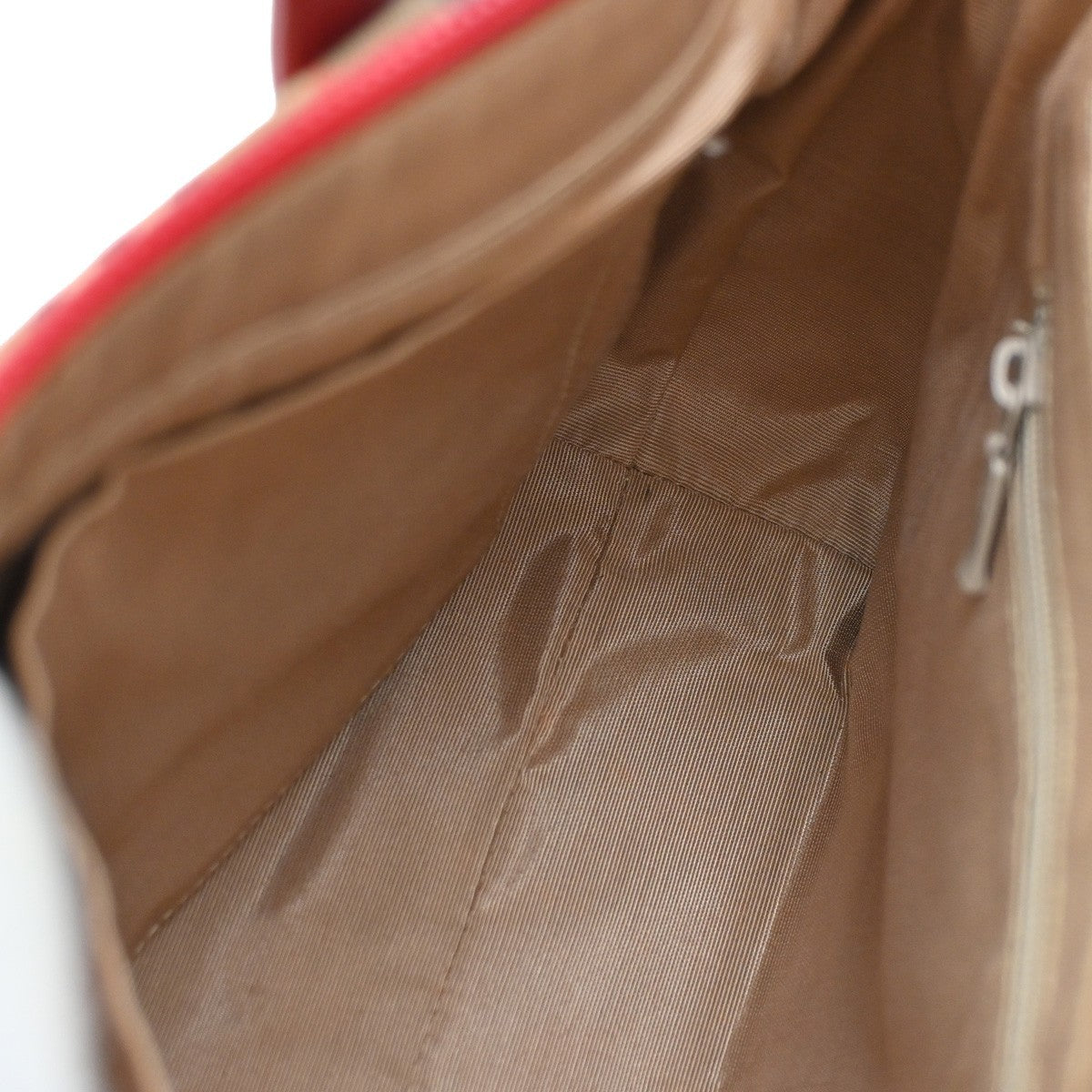 BURBERRY Logo Handbag Canvas Leather Beige Red Charm Gold 32RL572
