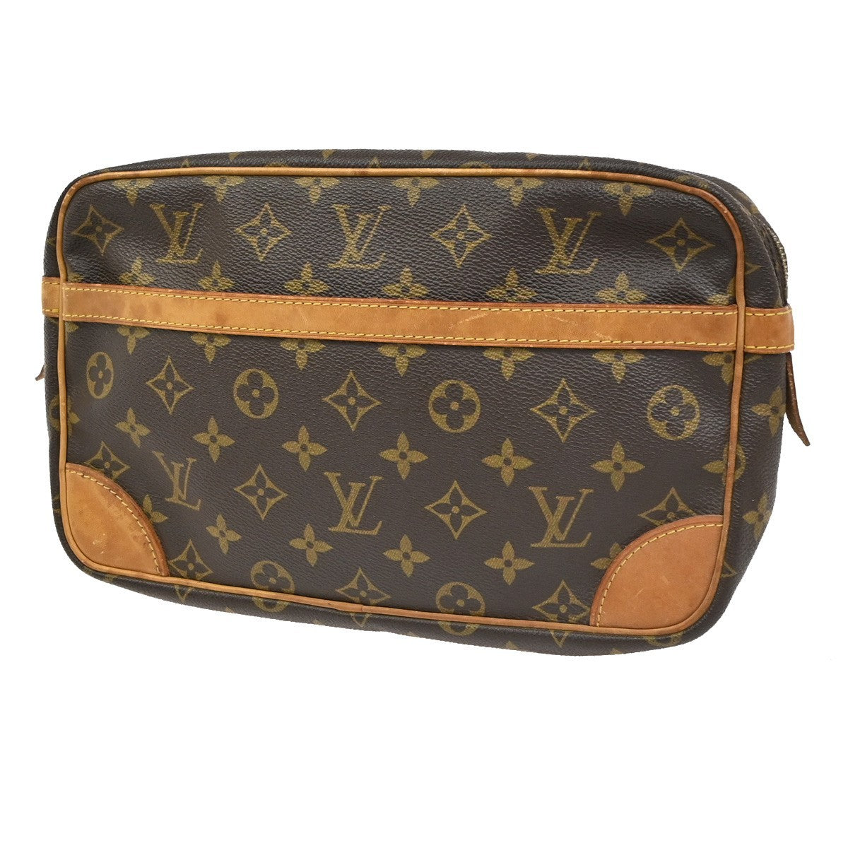 LOUIS VUITTON Compiegne 28 Clutch Bag Monogram Leather Brown GHW M51845 69CB013