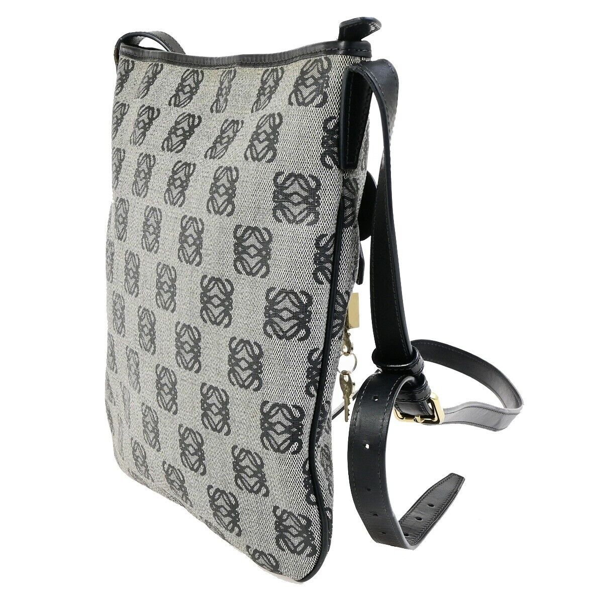 LOEWE Logo Anagram Crossbody Shoulder Bag PVC Leather Navy Blue GHW 32EC953