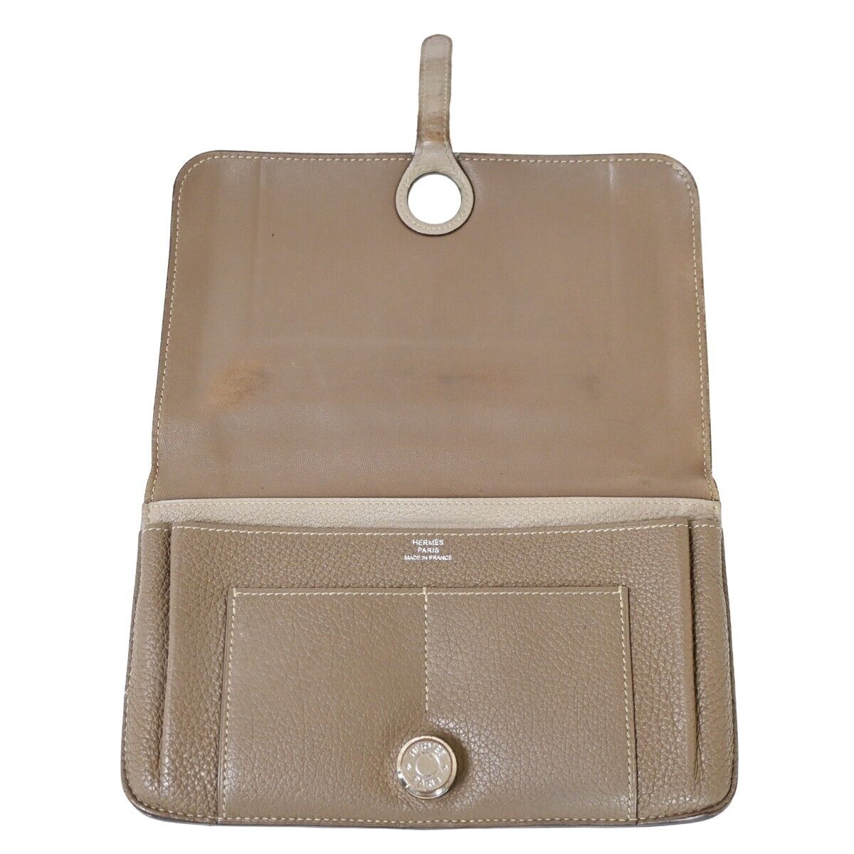 HERMES Logos Dogon GM Long Bifold Wallet Purse Togo Leather Brown SHW 87HB226