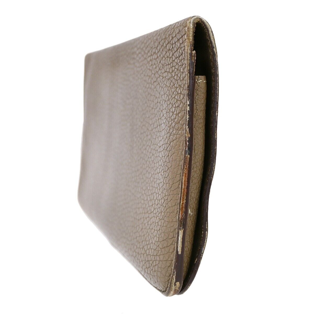 HERMES Logos Dogon GM Long Bifold Wallet Purse Togo Leather Brown SHW 87HB226