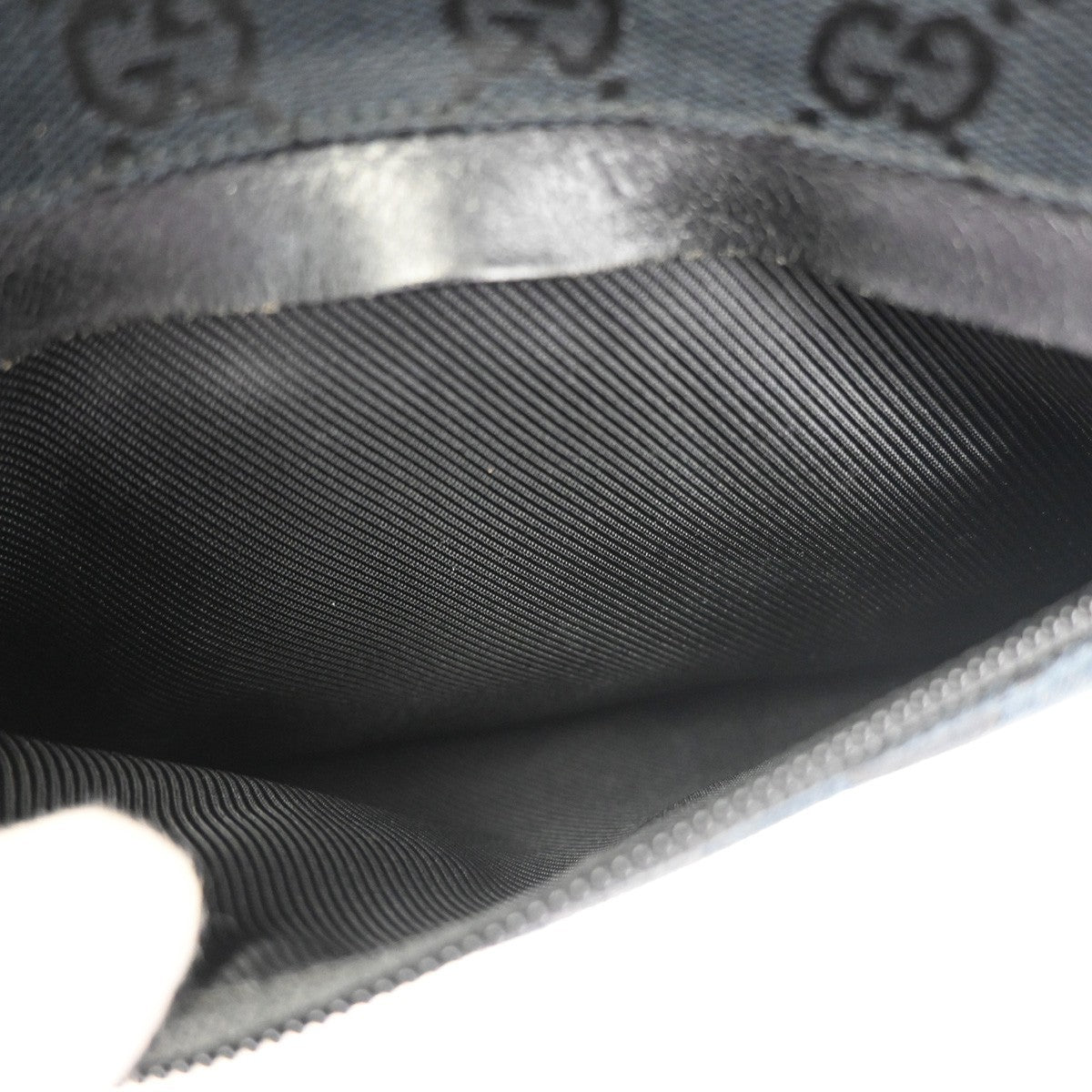 GUCCI Logo GG Pattern Shoulder Tote Bag Canvas Leather Black SHW Italy 80KD022