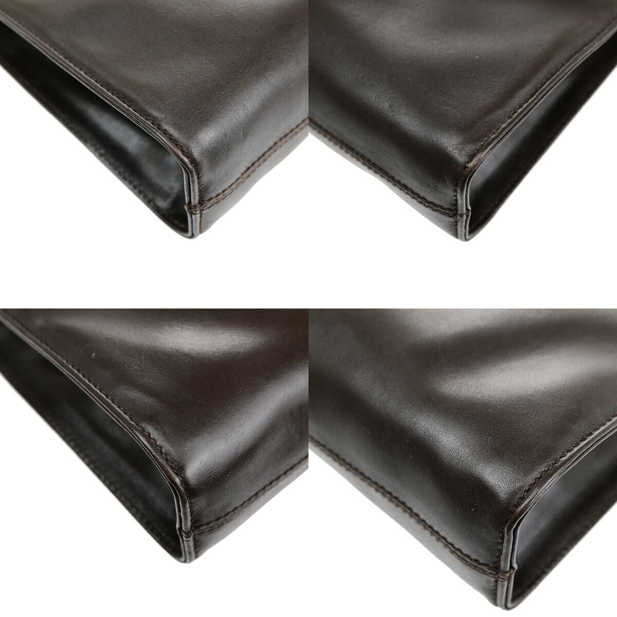 SALVATORE FERRAGAMO Gancini 2Way Chain Shoulder Clutch Bag Leather Brown 69YG017