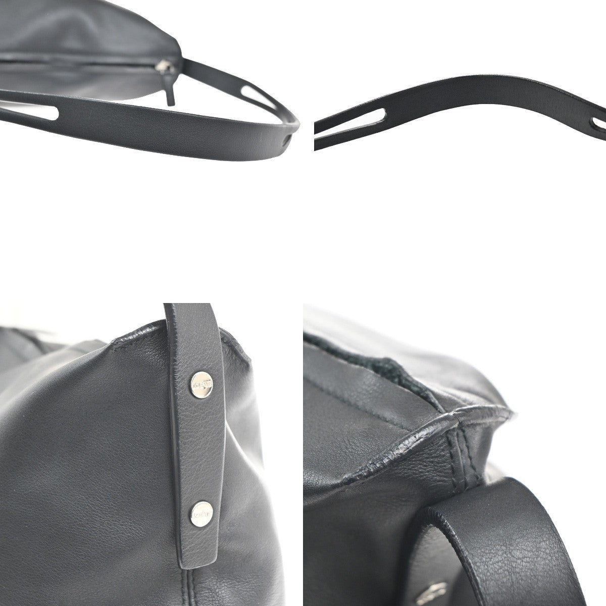 LOEWE Logo One Shoulder Hand Bag Nappa Leather Black SHW Spain 65MA400