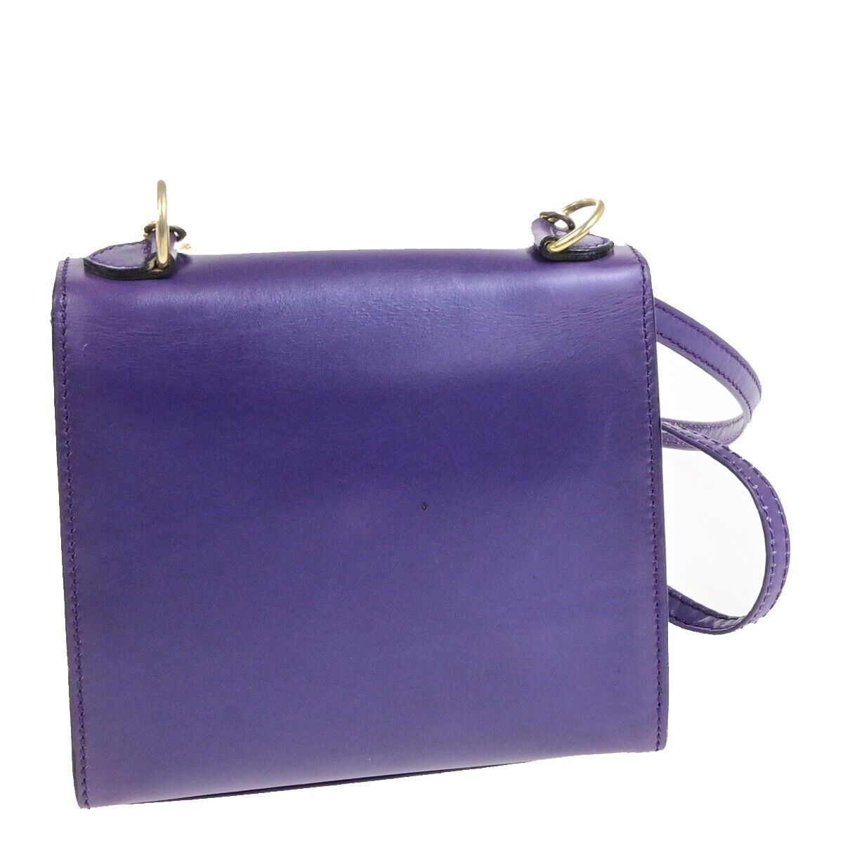 CELINE Logo Mini Shoulder Bag Leather Purple GHW Made In Italy 82FB516
