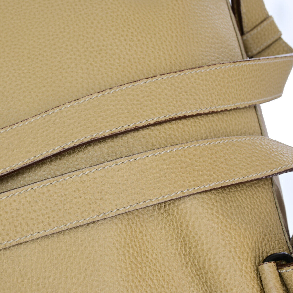PRADA Logo Backpack Bag Drawstring Nylon Leather Beige Italy 38YF112