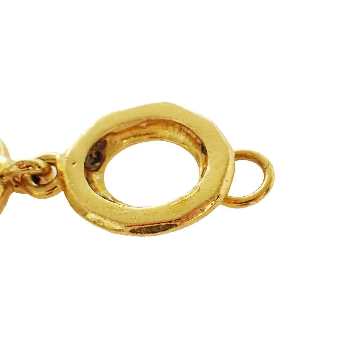 CHANEL Logo Rhinestone Chain Belt 29 Gold France Accessory 96YD199