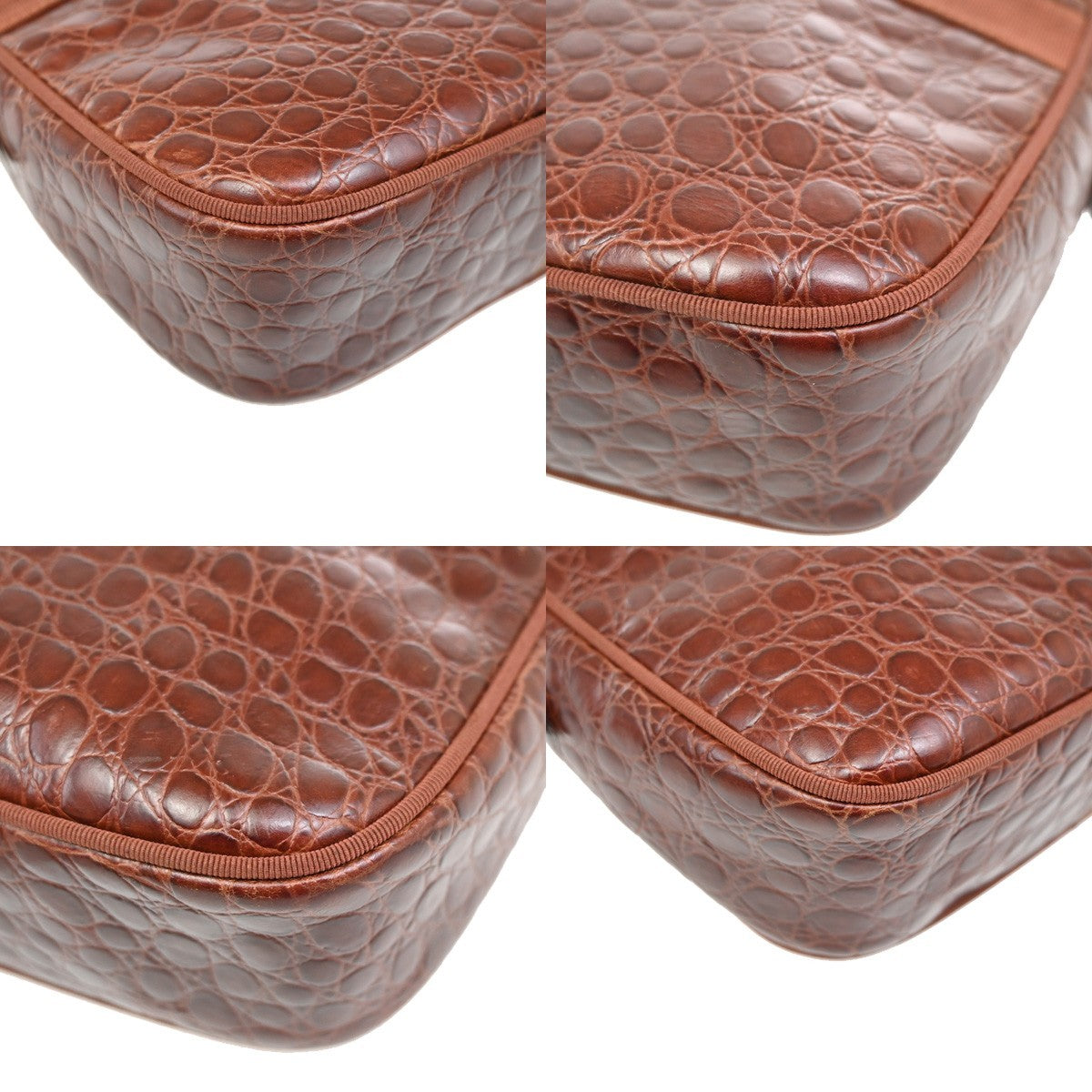 SALVATORE Ferragamo Vara Crossbody Shoulder Bag Embossing Leather Brown 67KP169