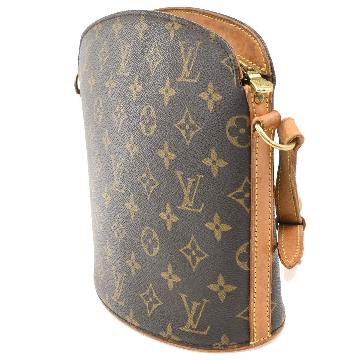 LOUIS VUITTON Logo Drouot Shoulder Bag Monogram Leather Brown M51290 70TA711