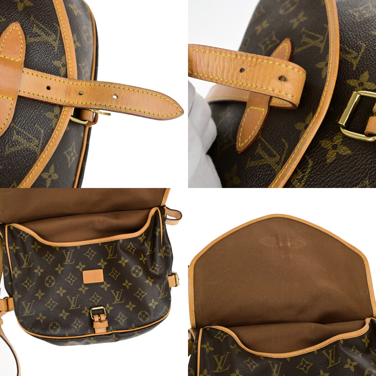 LOUIS VUITTON Logo Saumur 30 Shoulder Bag Monogram Leather Brown M42256 18YF645