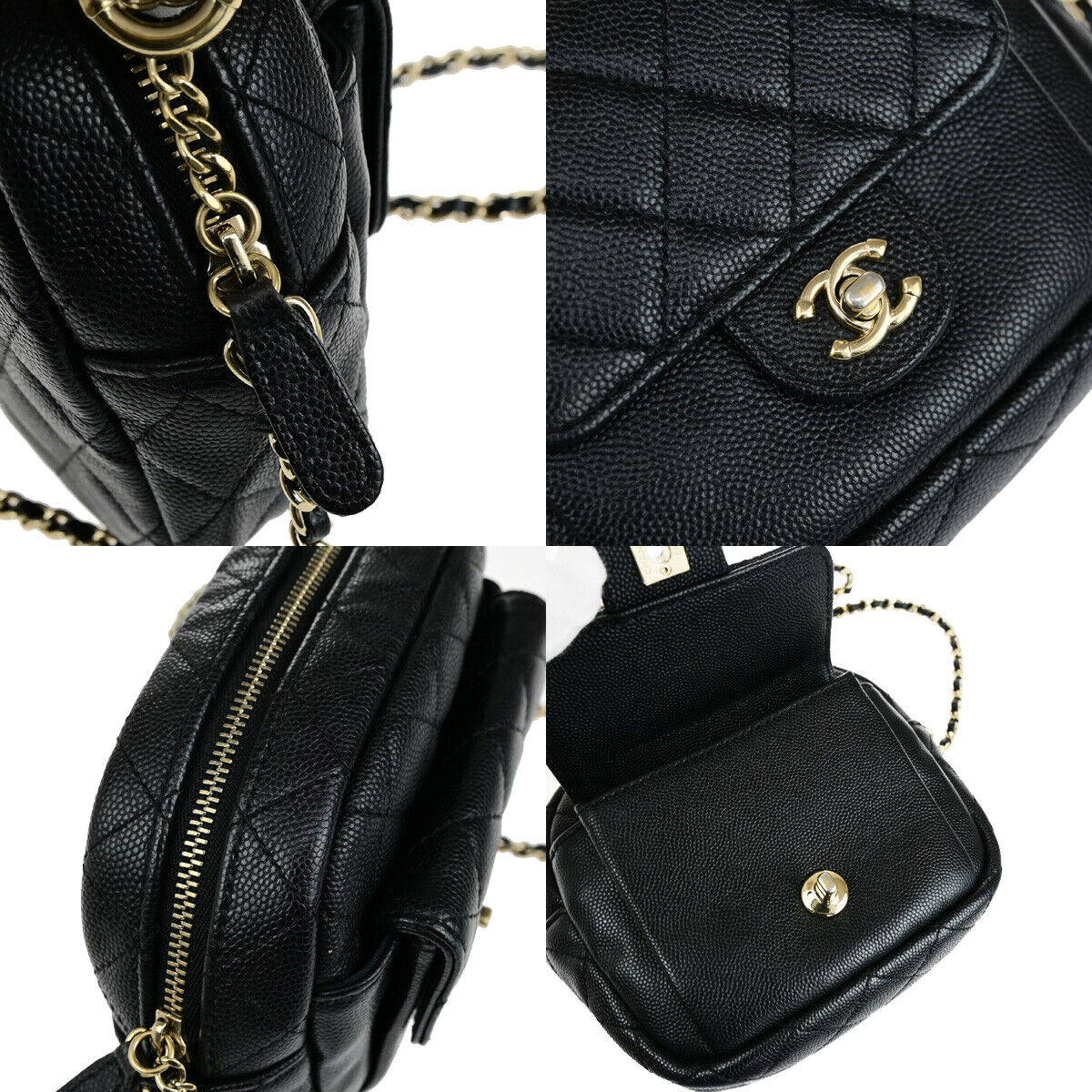 CHANEL CC Logo Matelasse Chain Mini Shoulder Bag Grained Leather BK GHW 325RK802