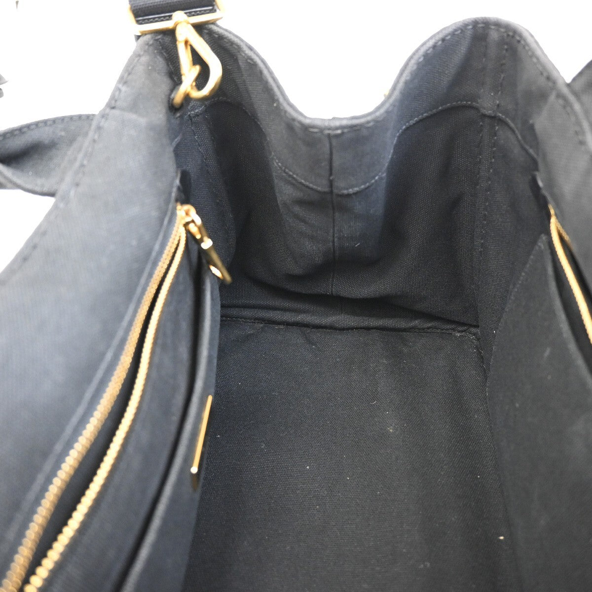PRADA Logo Canapa 2Way Shoulder Hand Bag Canvas Leather Black GHW Italy 74EE291