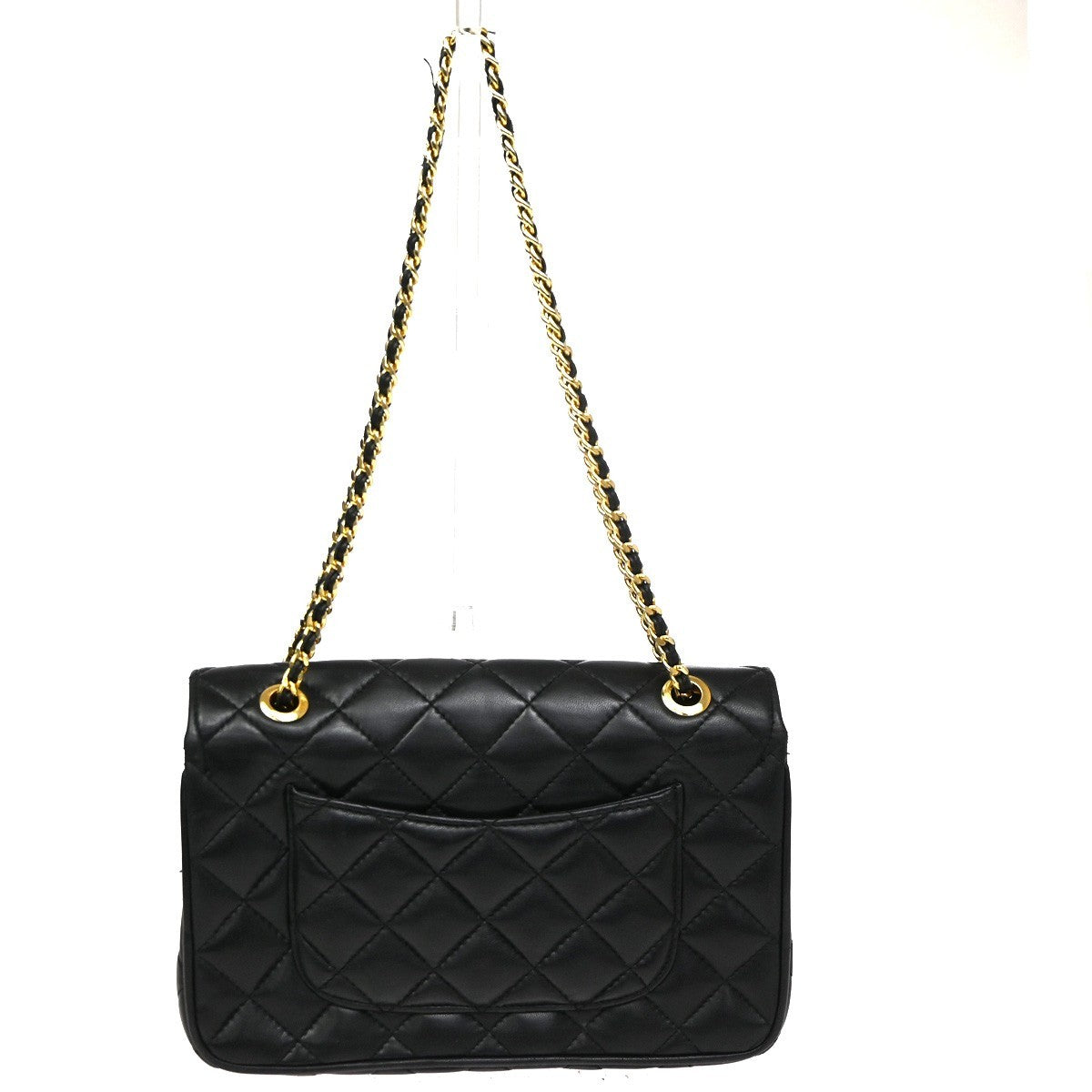 GIVENCHY Logo Chain Shoulder Hand Bag Leather Black GHW 67CA565
