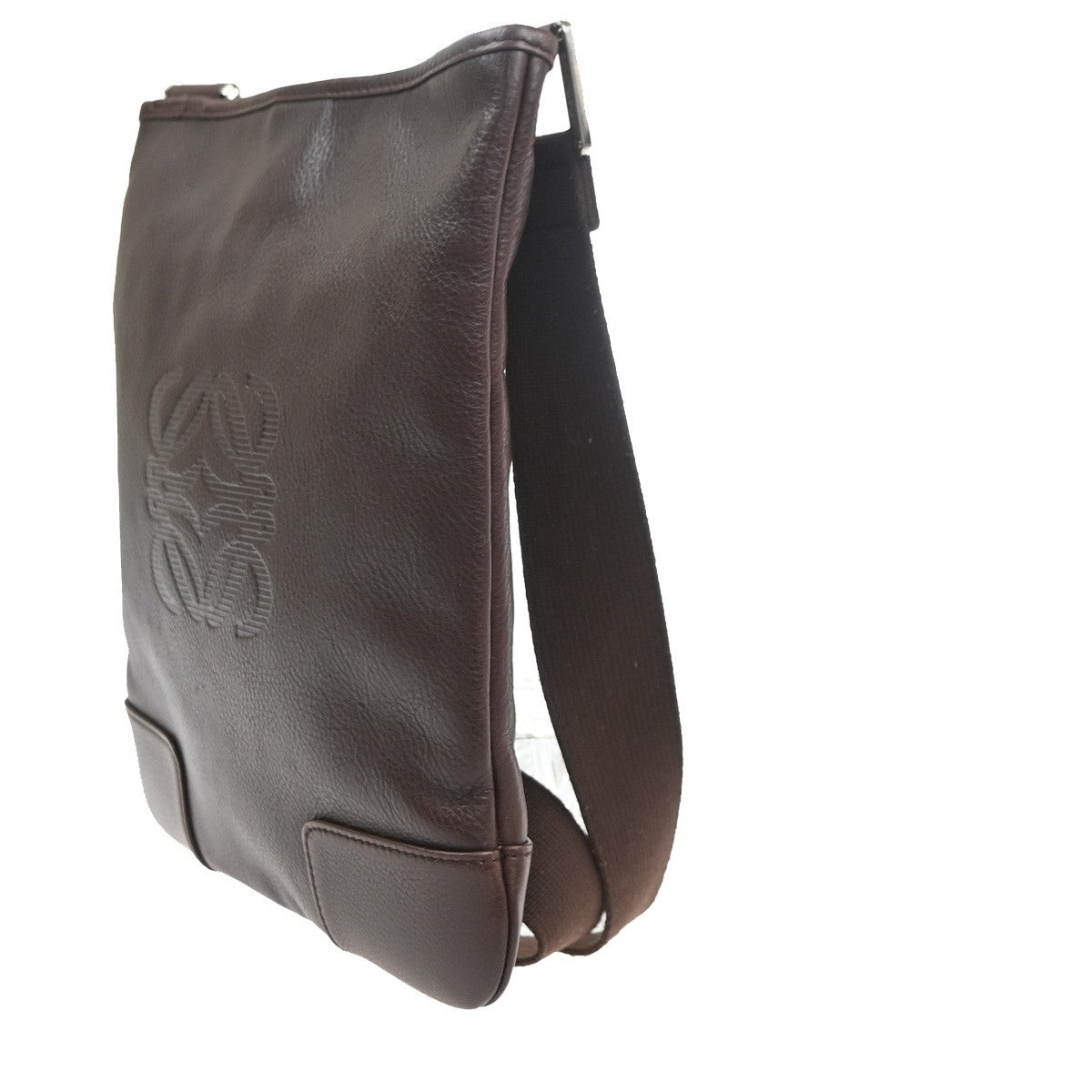 LOEWE Logo Anagram Crossbody Shoulder Bag Leather Brown SHW Spain 34KC933