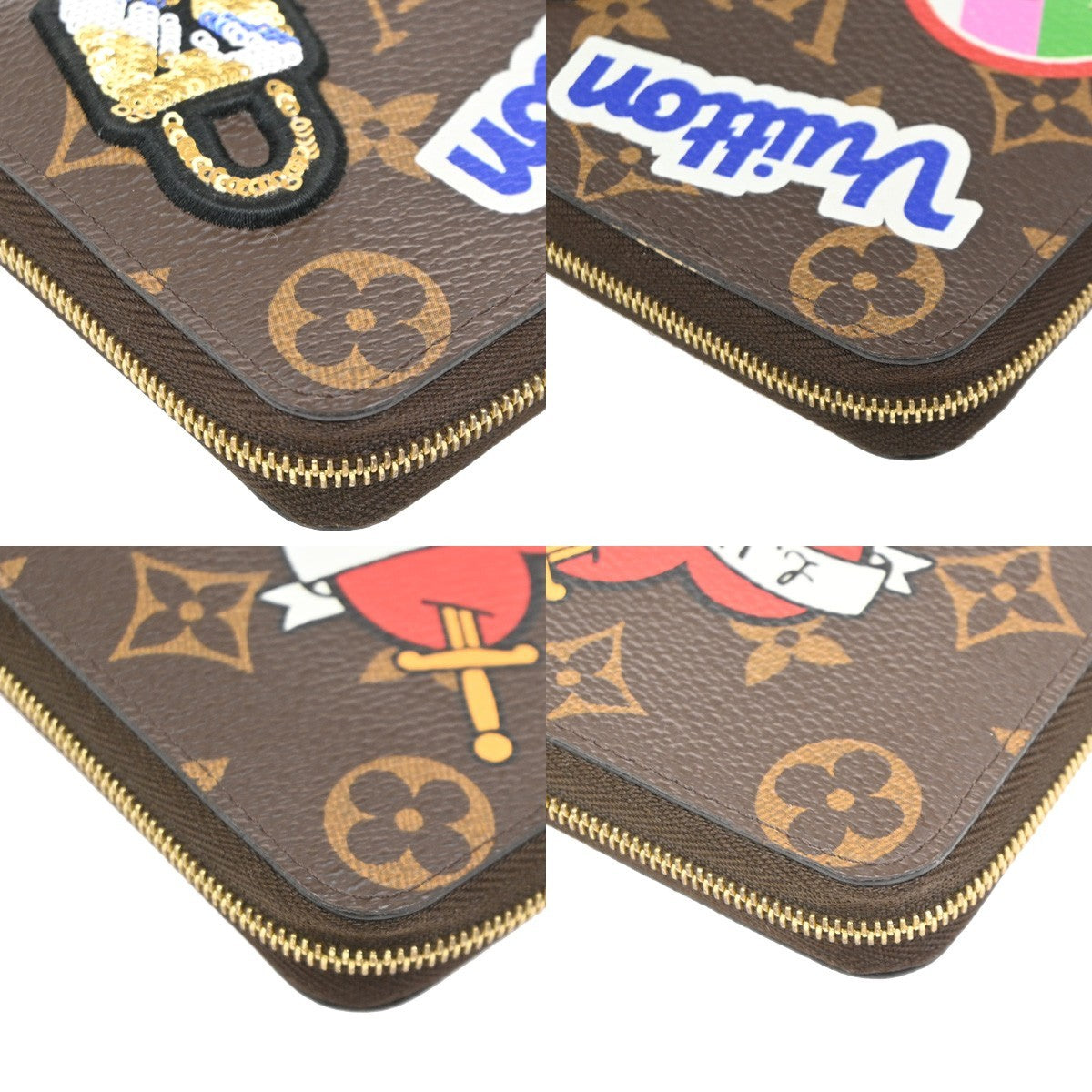 LOUIS VUITTON Zippy Coin Purse Patches Monogram Leather BN Pink M63391 70RL538