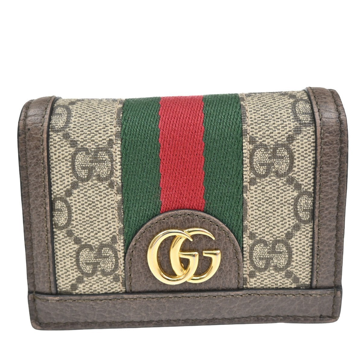 GUCCI Logo Sherry GG Pattern Compact Wallet Supreme Leather Brown GHW 31TA331