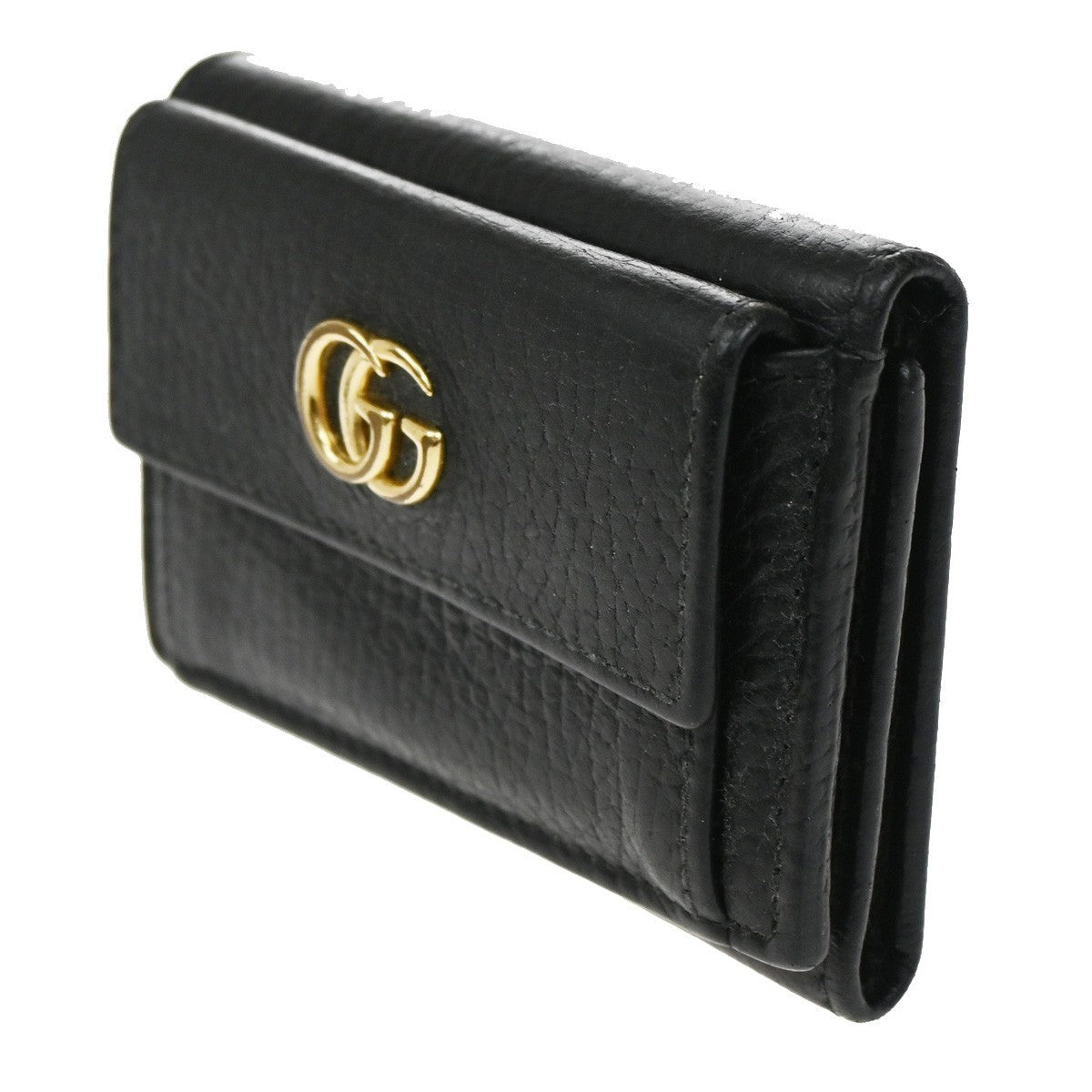 GUCCI GG Logo Marmont Trifold Mini Wallet Leather Black 523277 67MA033