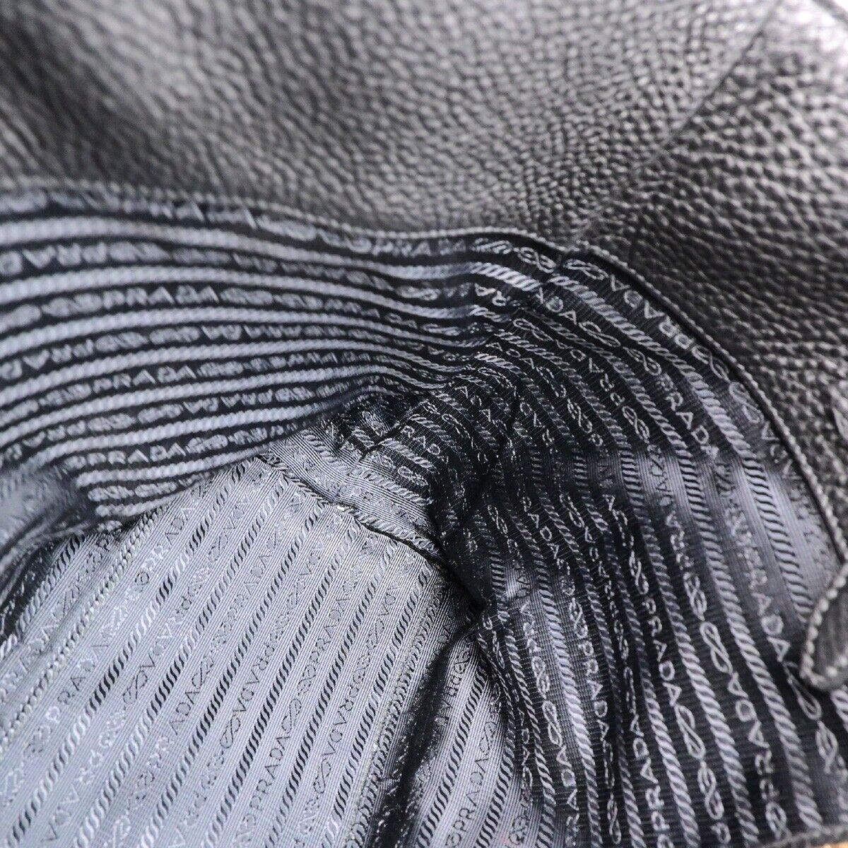 PRADA MILANO Logo Shoulder Bag Vitello Daino Leather Black GHW 50RK710