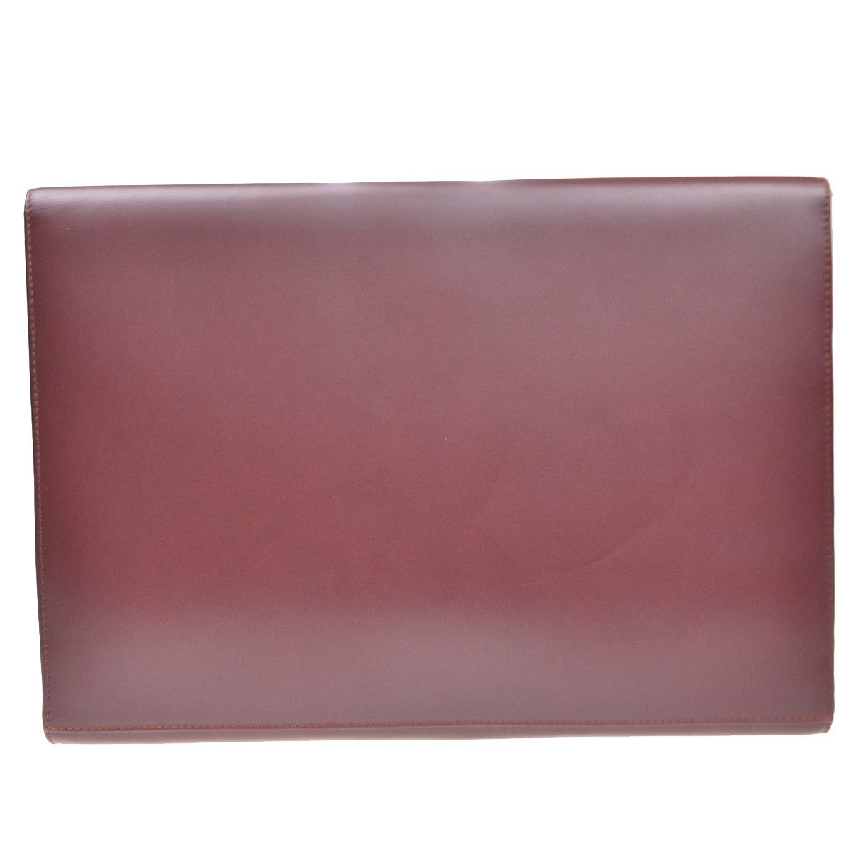 CARTIER Logo Must Line Clutch Hand Bag Leather Red Burgundy GHW 09MA544