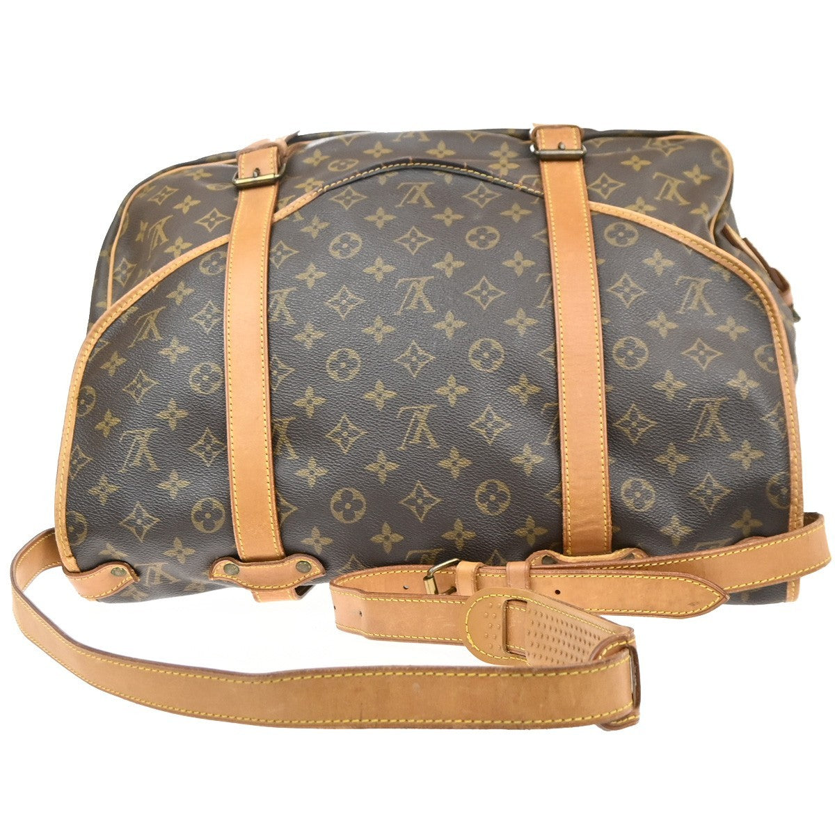 LOUIS VUITTON Logo Saumur 43 Shoulder Bag Monogram Leather Brown M42252 35MA673