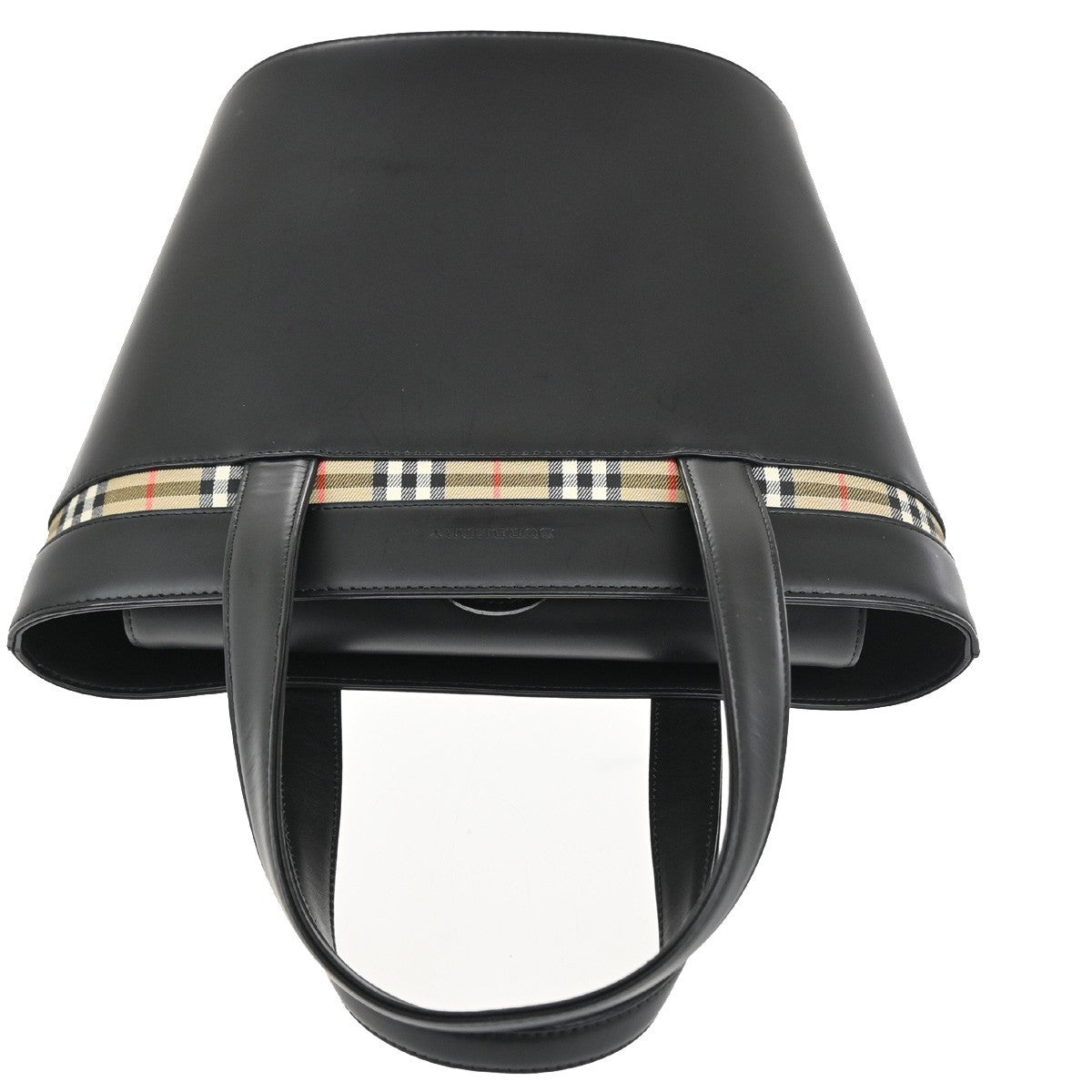 BURBERRY Logo Nova Check Shoulder Tote Bag Canvas Leather Black Brown 30CA421