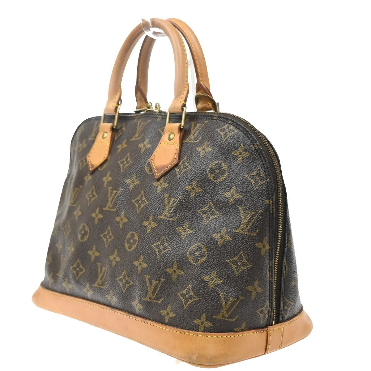 LOUIS VUITTON LV Logo Alma Hand Bag Monogram Leather Brown M51130 62KD431