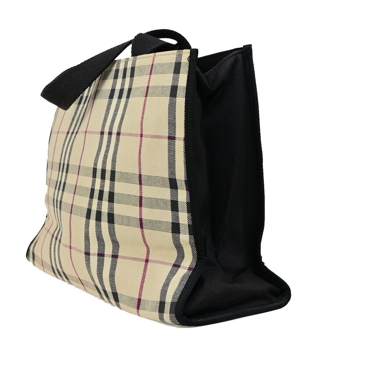 BURBERRY Logo Nova Check Hand Tote Bag Canvas Beige Black 05EB590