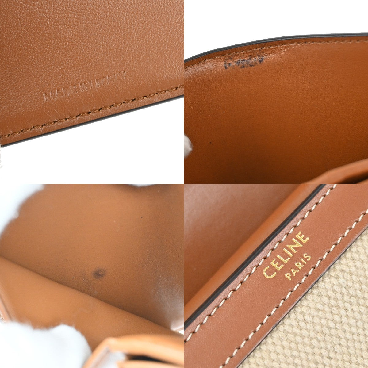 CELINE Triomphe Small Trifold Wallet Purse Canvas Leather Brown BE GHW 87RL411