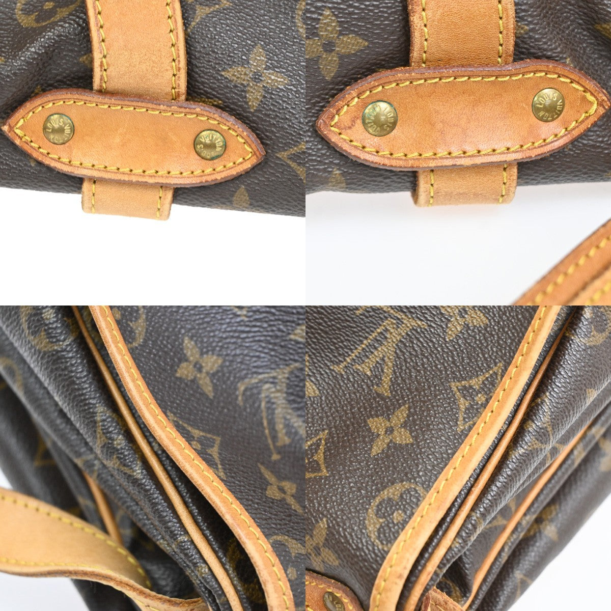 LOUIS VUITTON Logo Saumur 43 Shoulder Bag Monogram Leather Brown M42252 72CA926