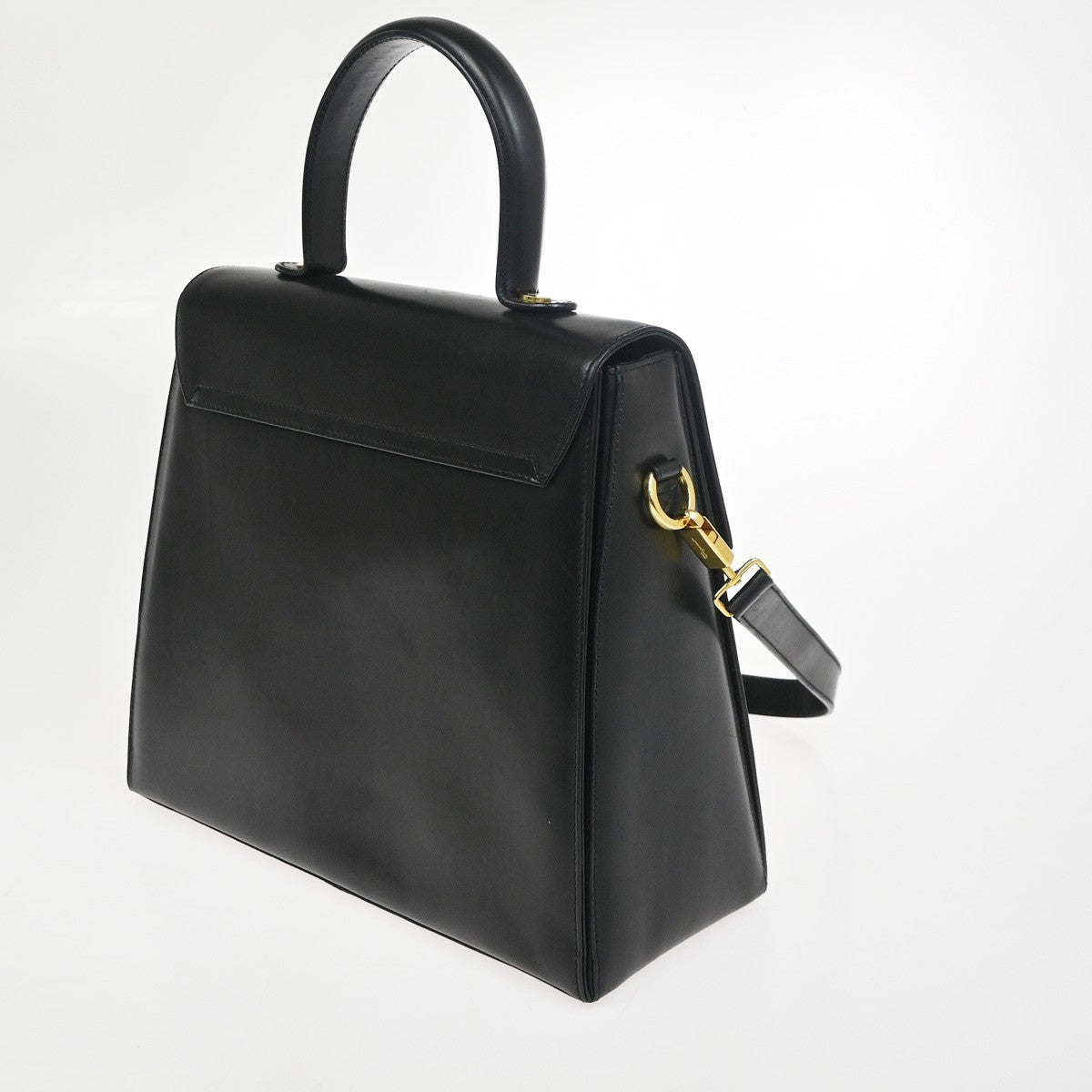 SALVATORE FERRAGAMO Gancini 2Way Shoulder Hand Bag Leather Black GHW 85RL932