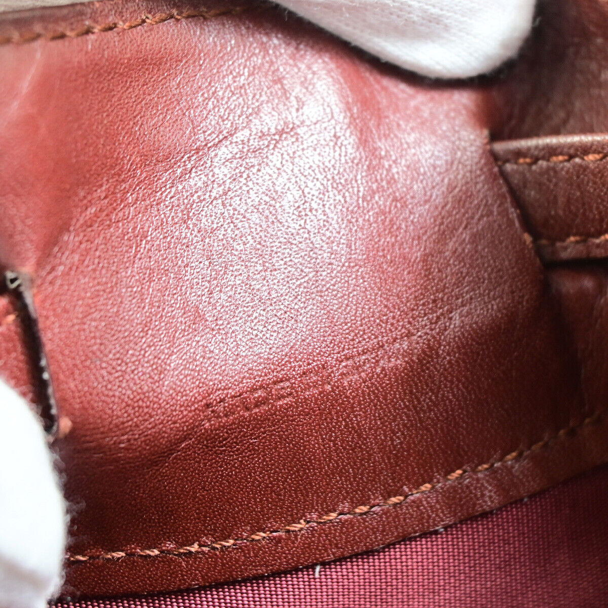 MUST DE CARTIER 2C Logo Drawstring Shoulder Bag Leather Bordeaux GHW 64YE754