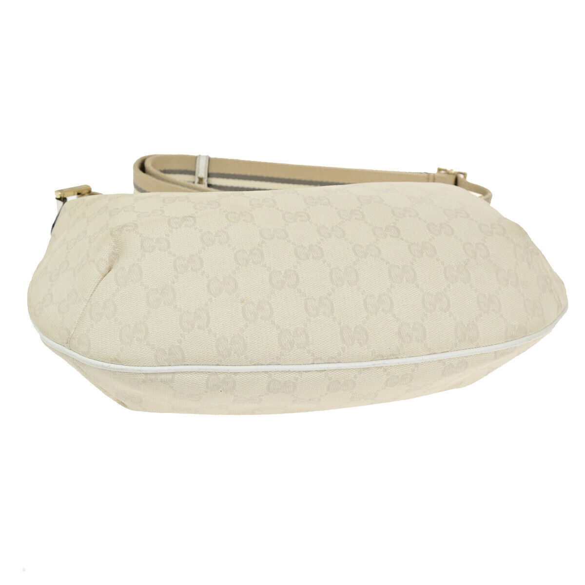 GUCCI Logo Sherry GG Pattern Shoulder Bag Canvas Leather Beige GHW 36YG781