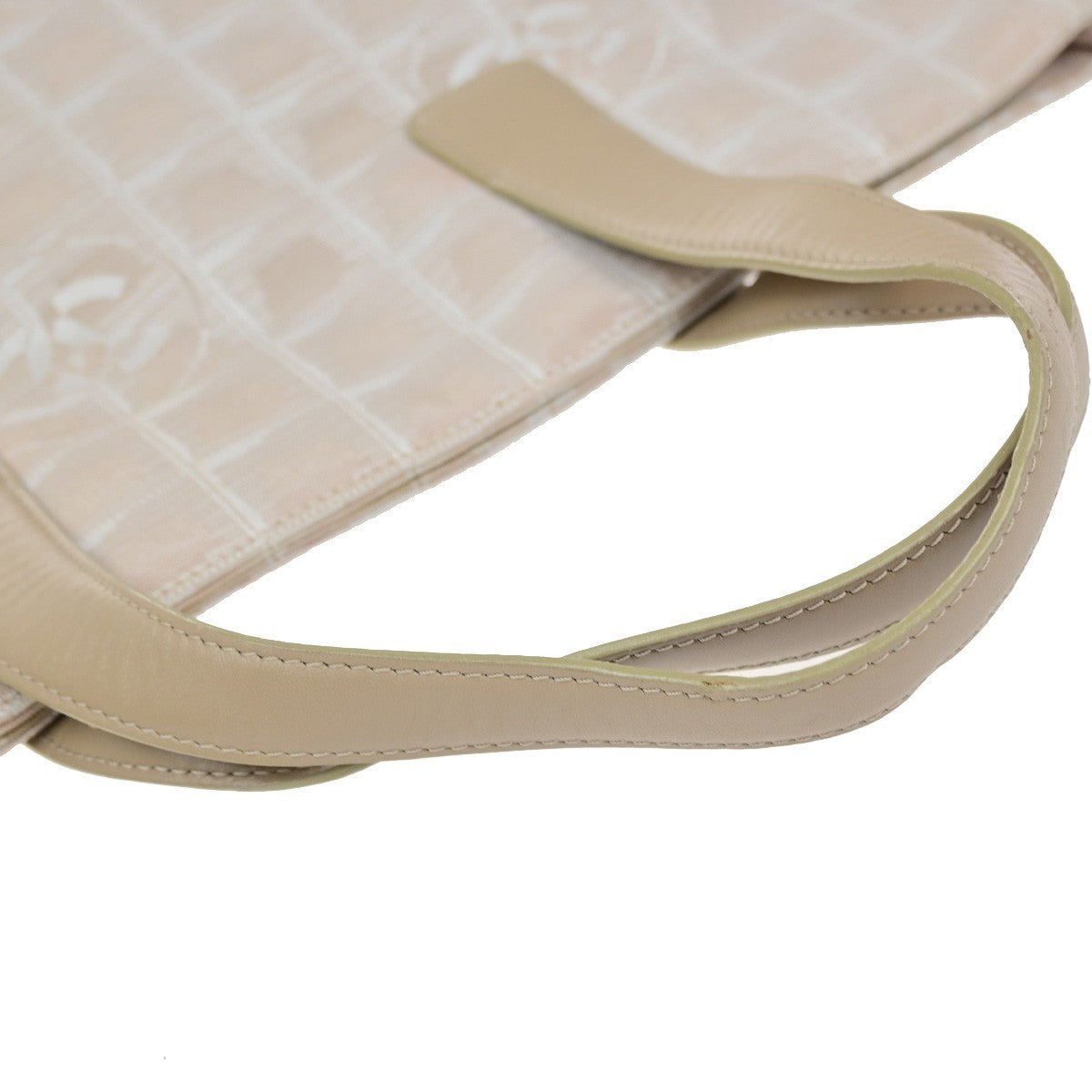 CHANEL CC Logo New Travel Line Shoulder Bag Nylon Leather Beige Italy 37EG407