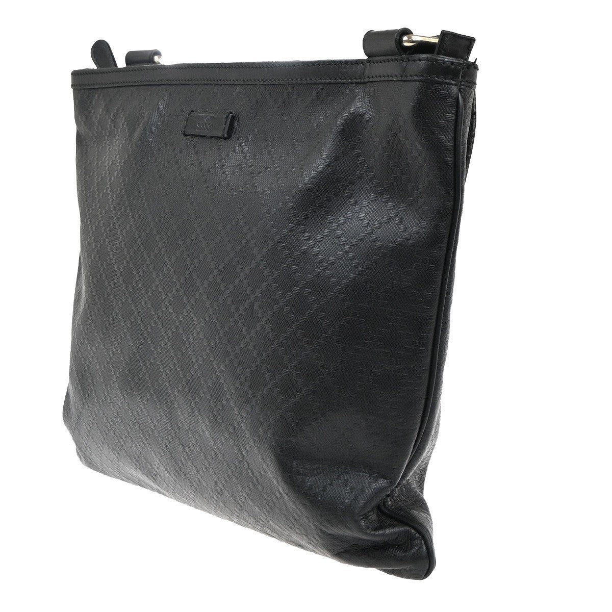 GUCCI Logo Diamante Crossbody Shoulder Bag PVC Leather Black GHW Italy 34KP438