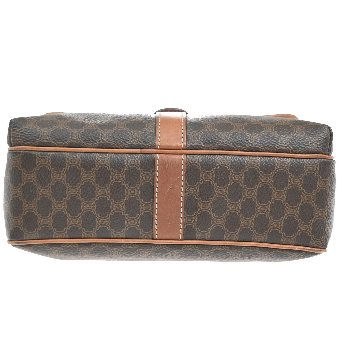 CELINE Logo Macadam Pattern Shoulder Bag PVC Leather Brown GHW Italy 64KC652