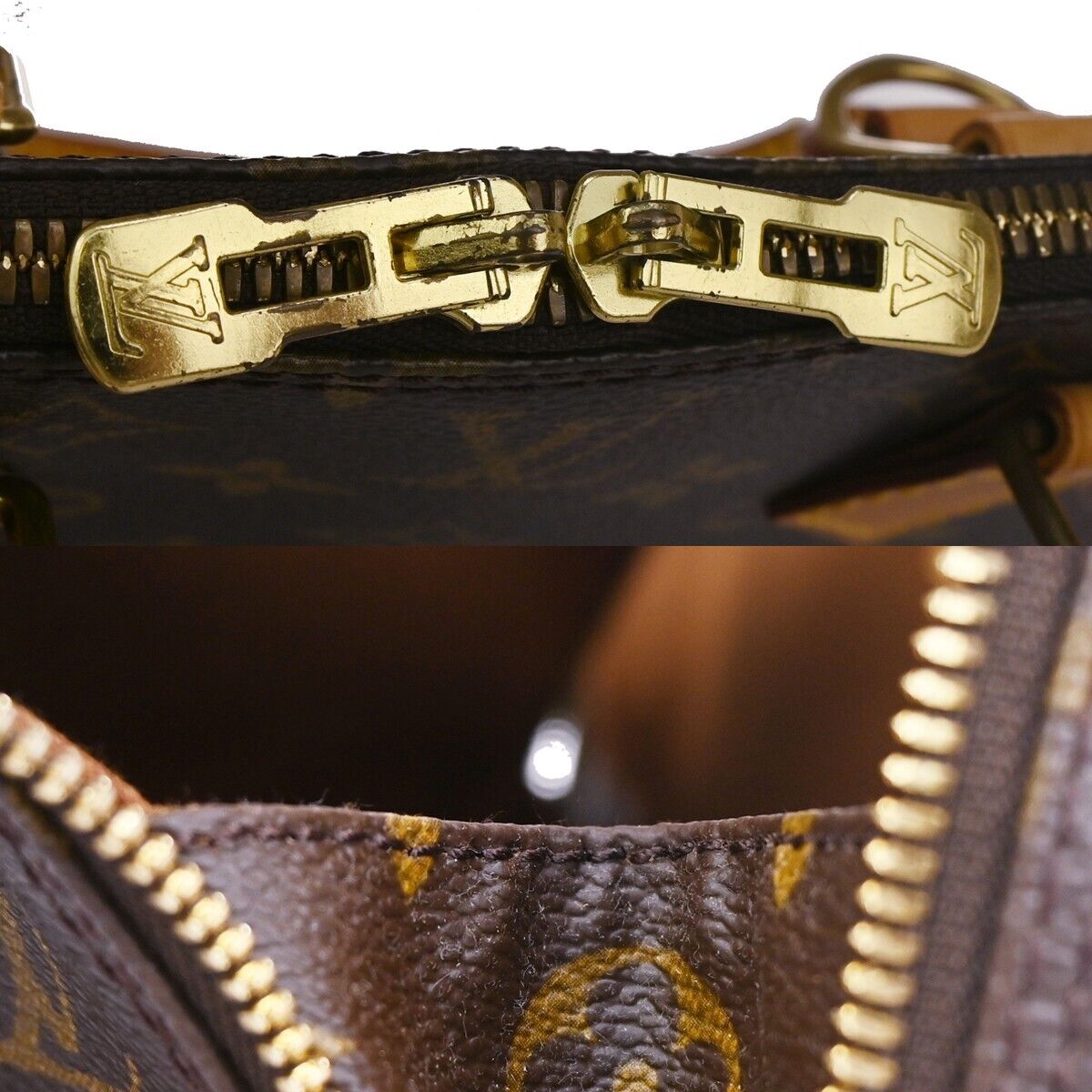 LOUIS VUITTON LV Logo Alma Hand Bag Monogram Leather Brown France M51130 16DA025